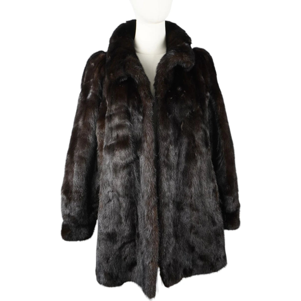 Pelliccia Vintage, Giacca in Visone Marrone Scuro, Taglia S/M