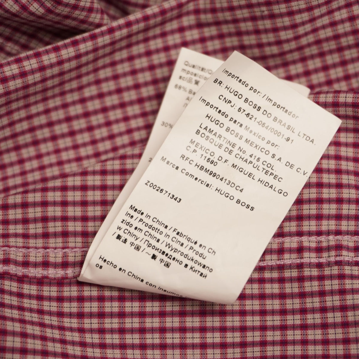 Camicia BOSS Orange Uomo - Micro Quadri Rosso e Bianco