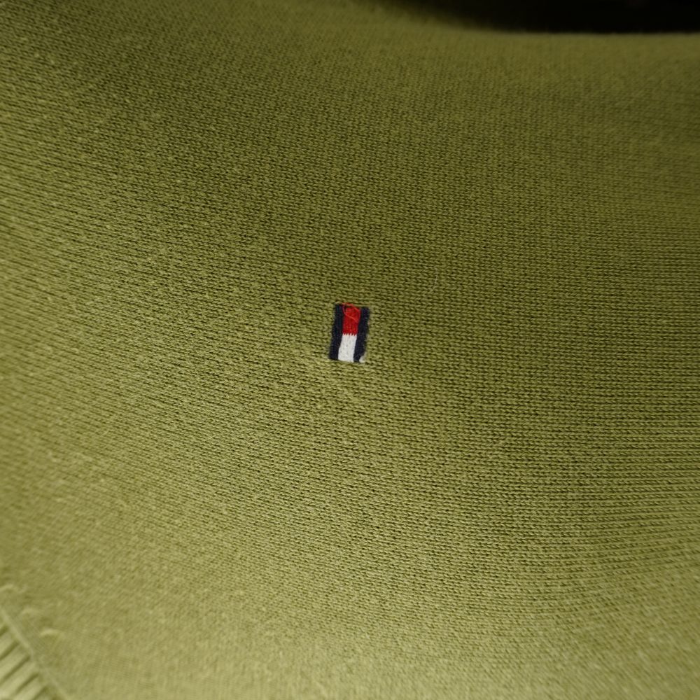 Maglione uomo Tommy Hilfiger - Scollo a V in cotone verde oliva 