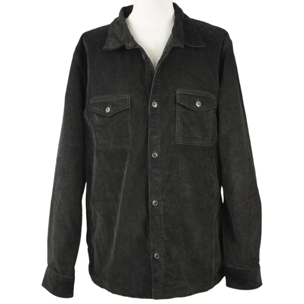Overshirt uomo Barbour - Giacca camicia a maniche lunghe vista frontale - Colore nero