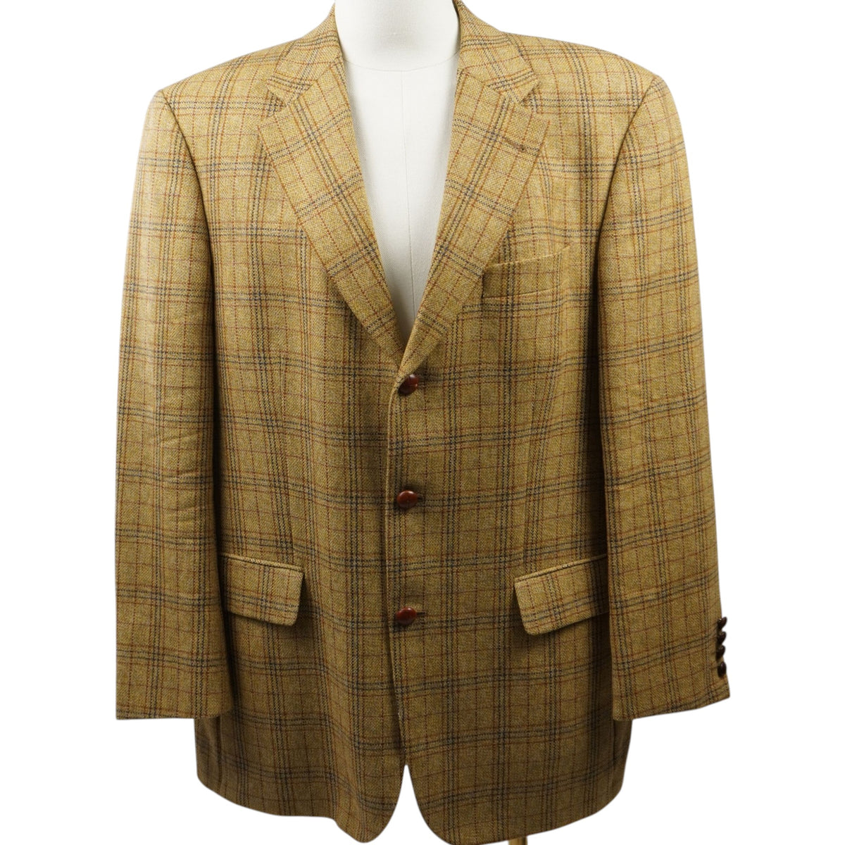 Vista frontale completa del blazer a quadri Yves Saint Laurent pour homme.
