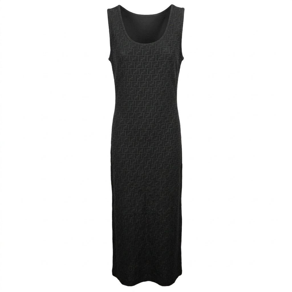 abito-lungo-fendi-zucca-nero