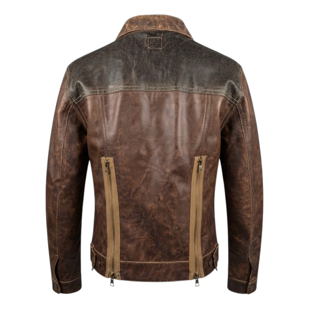 giacca-corta-biker-miss-sixty-vintage-marrone-effetto-pelle-invecchiata-zip-dietro-bottoni