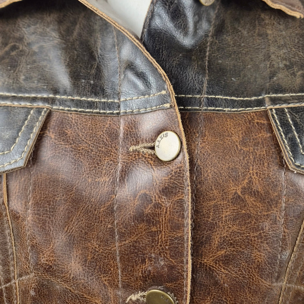 giacca-corta-biker-miss-sixty-vintage-marrone-effetto-pelle-invecchiata-zip-dietro-bottoni