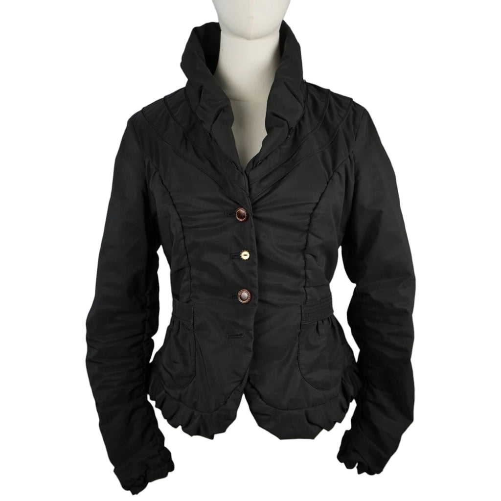 giubbino-tecnico-nero-roberto-cavalli-vintage-dettaglio-asole-scollo-catenella