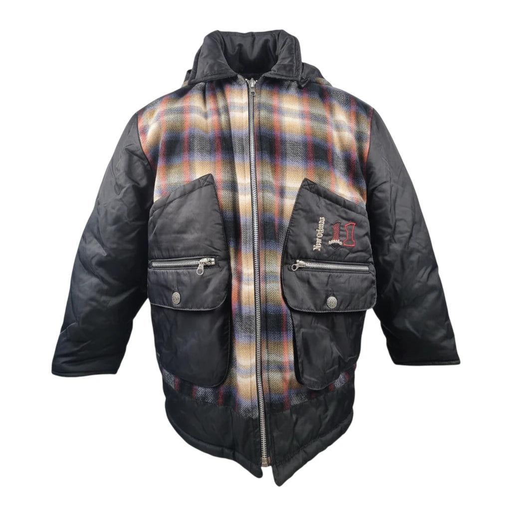 giubbotto-bomber-vintage-uomo-bm-nero-inserto-tartan-quadri-cappuccio