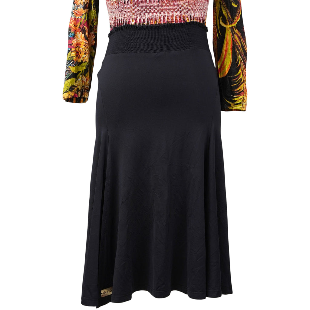 gonna-midi-nera-just-cavalli-vintage-vita-alta-fascione-elastico-arricciato-spacco-dietro