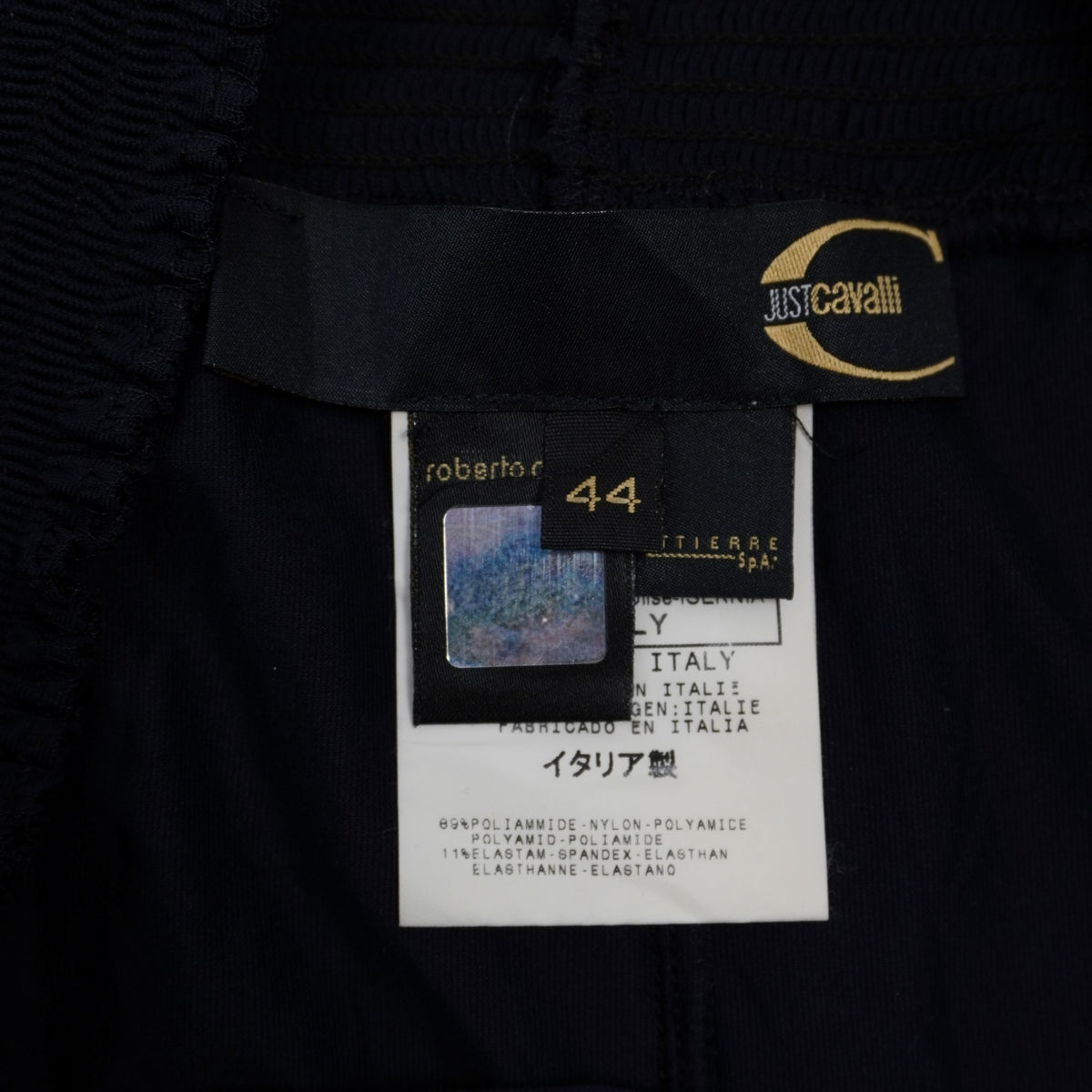 gonna-midi-nera-just-cavalli-vintage-vita-alta-fascione-elastico-arricciato-spacco-dietro