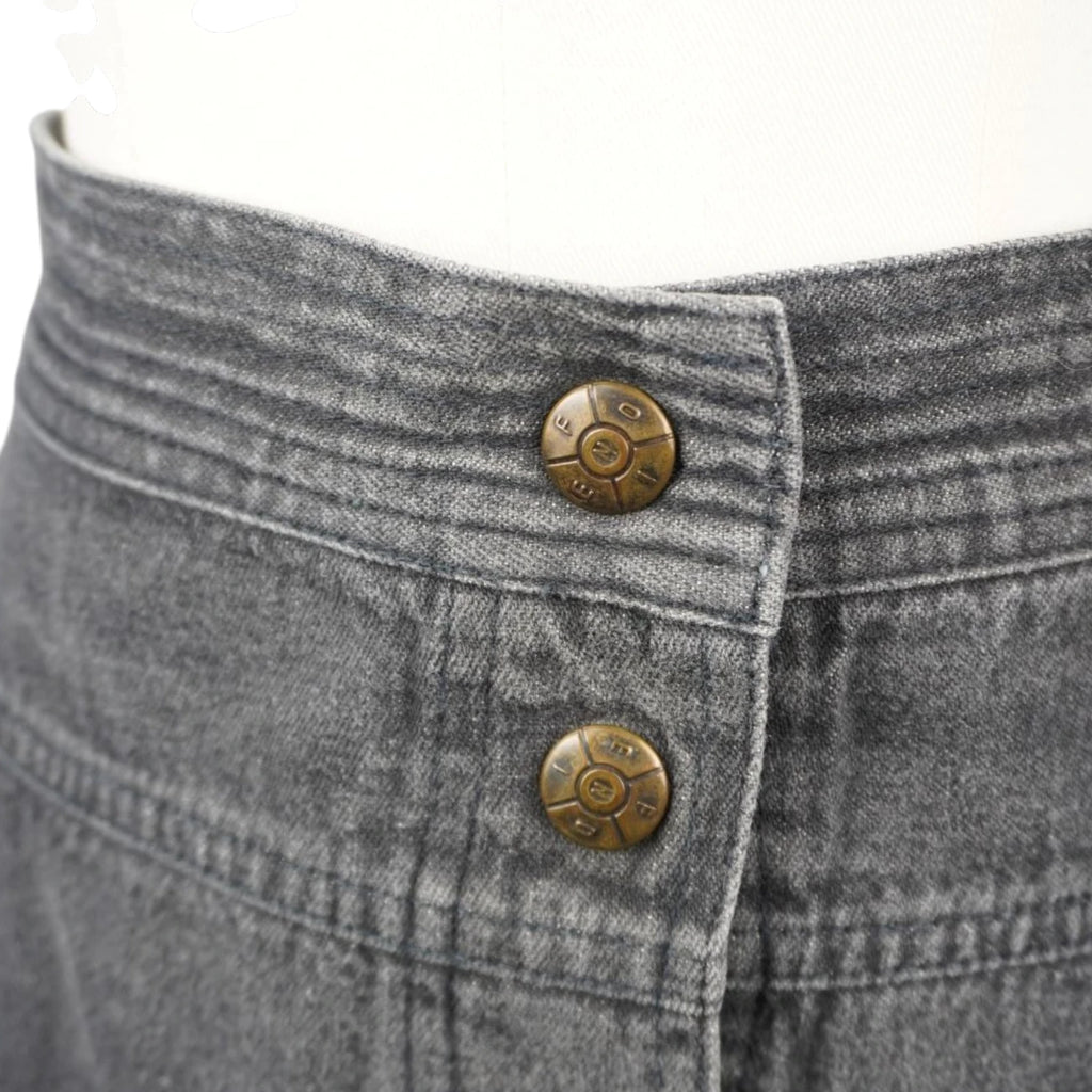 gonna-midi-vintage-fendi-denim-nero-vita-alta-dettaglio bottoni