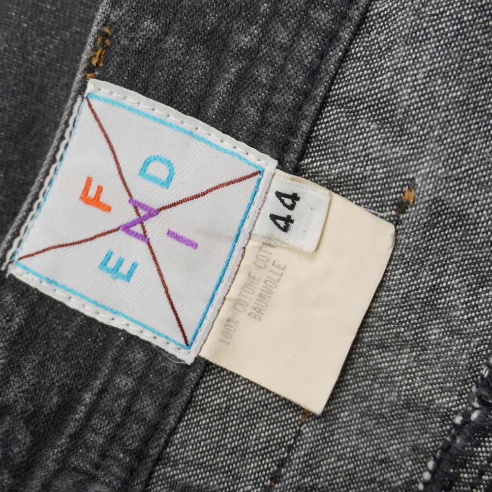gonna-midi-vintage-fendi-denim-nero-vita-alta-dettaglio etichetta