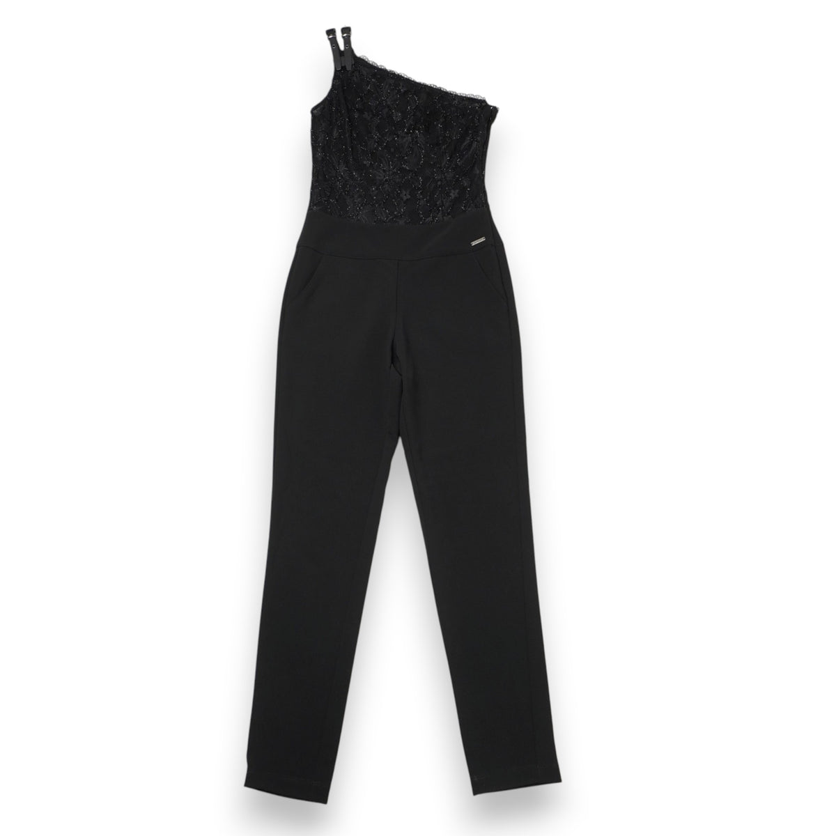 guess-tuta-intera-elegante-monospalla-nera-pizzo-pantalone-sigaretta